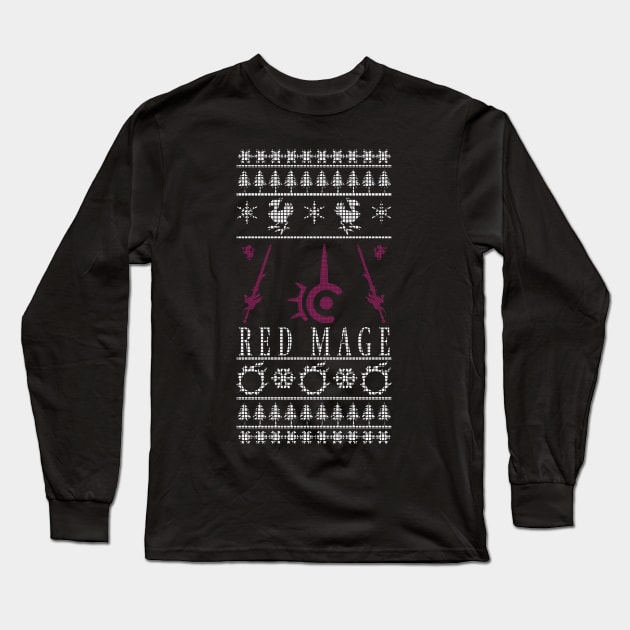 Final Fantasy XIV Red Mage Ugly Christmas Sweater Long Sleeve T-Shirt by TionneDawnstar